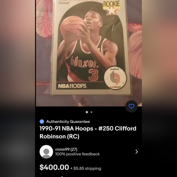 1990-91 NBA Hoops - #250 Clifford Robinson (RC) - Picture 9 of 11